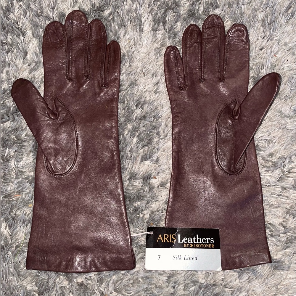 Vintage Brown ARIS Leather Gloves Size 7